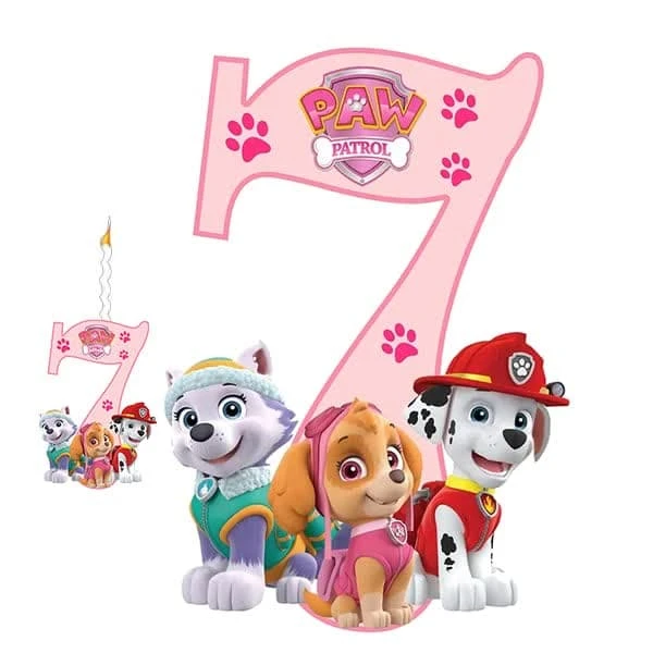 استند تولد طرح سگ های نگهبان عدد 7 به همراه شمع مجموعه دوعددی