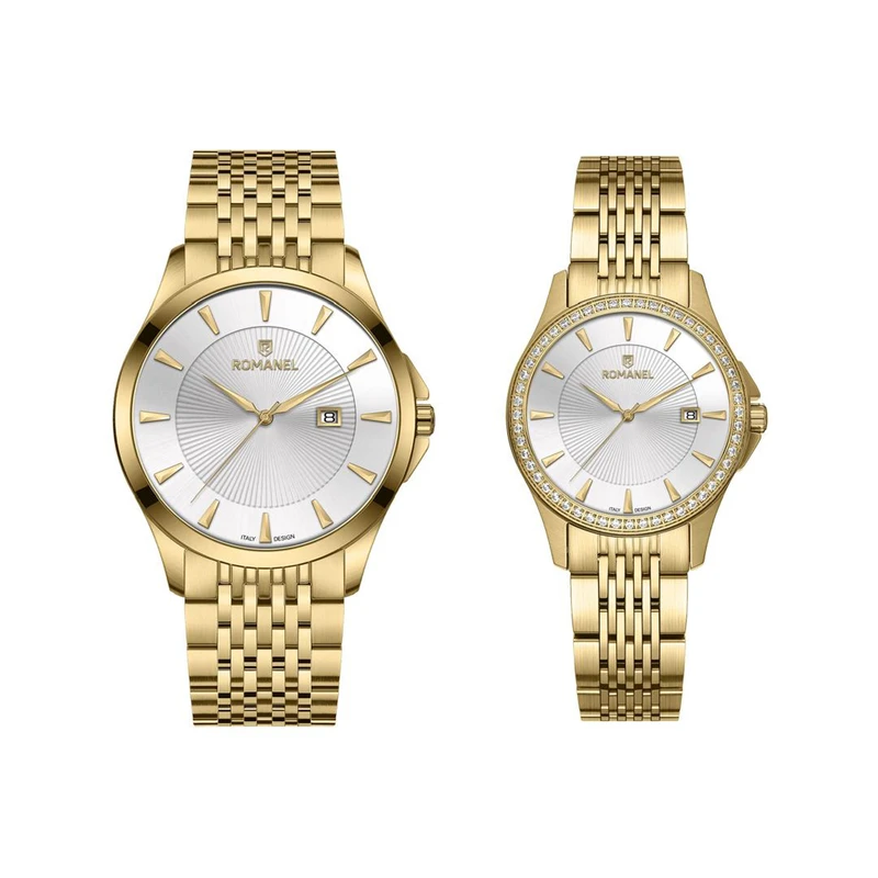 ست ساعت مچی عقربه‌ای کوارتز زنانه و مردانه رومانل مدل RM402001M-A