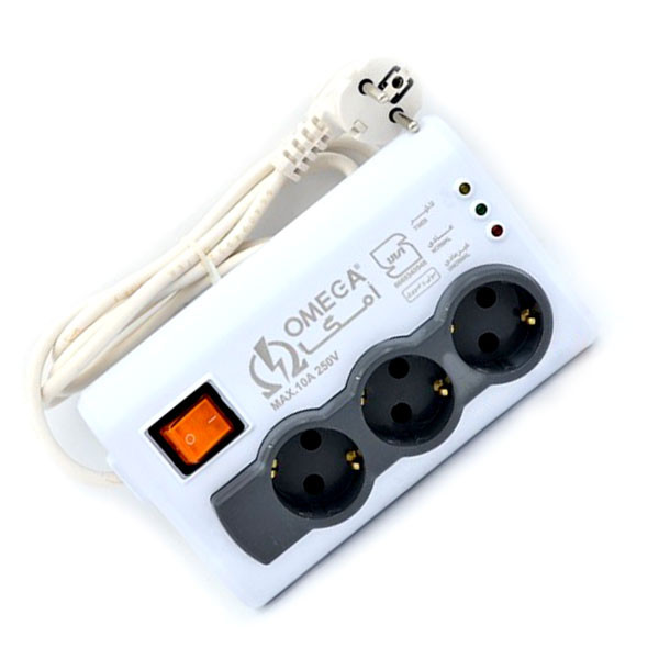 محافظ ولتاژ امگا مدل 3 خانه ارت دار کد P3000