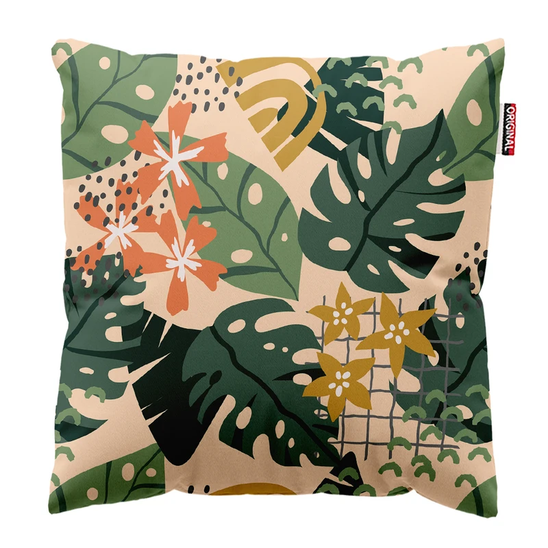 کوسن پاد آفرین مدل فانتزی طرح گل و برگ کد PK302167 سایز 30*30 سانتی متر