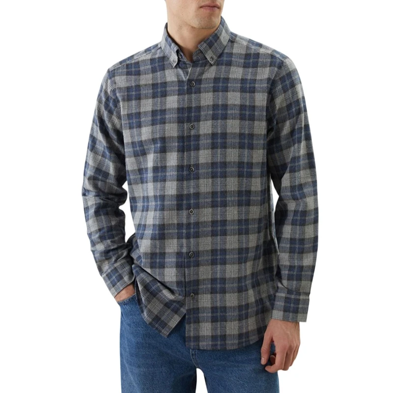 پیراهن آستین بلند یقه برگردان مردانه ال سی وایکیکی مدل چارخونه میکروپلار
