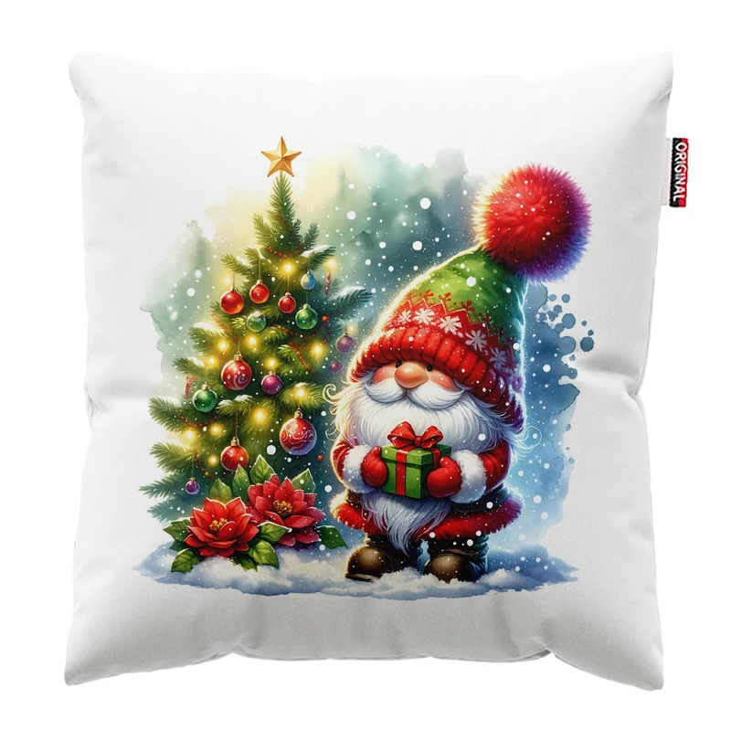 کوسن پاد آفرین مدل کریسمس طرح بابانوئل کاج گوزن آدم برفی کد PK402622 سایز 40*40 سانتی متر