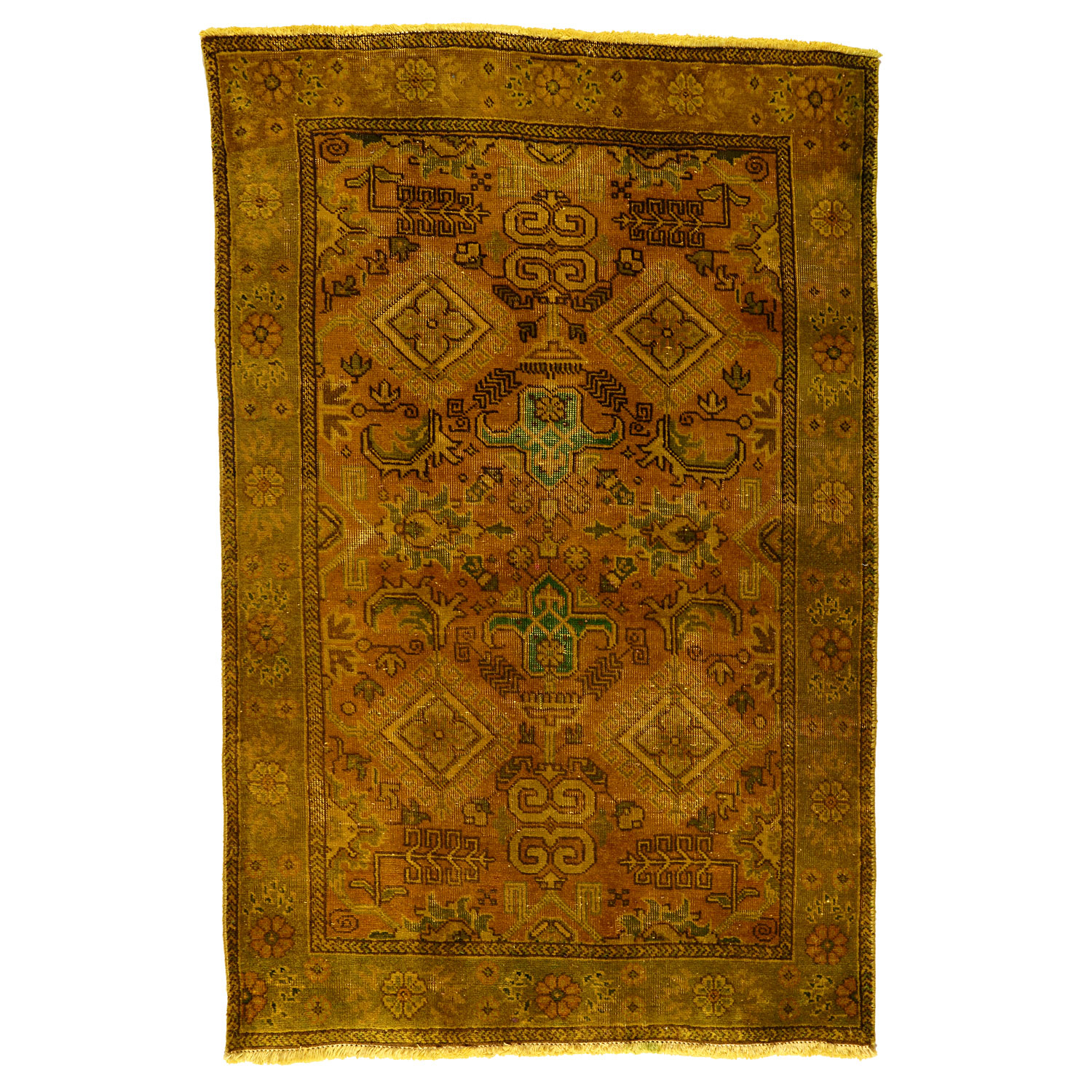 فرش دستبافت رنگ شده یک و نیم متری طرح وینتج کد 991230