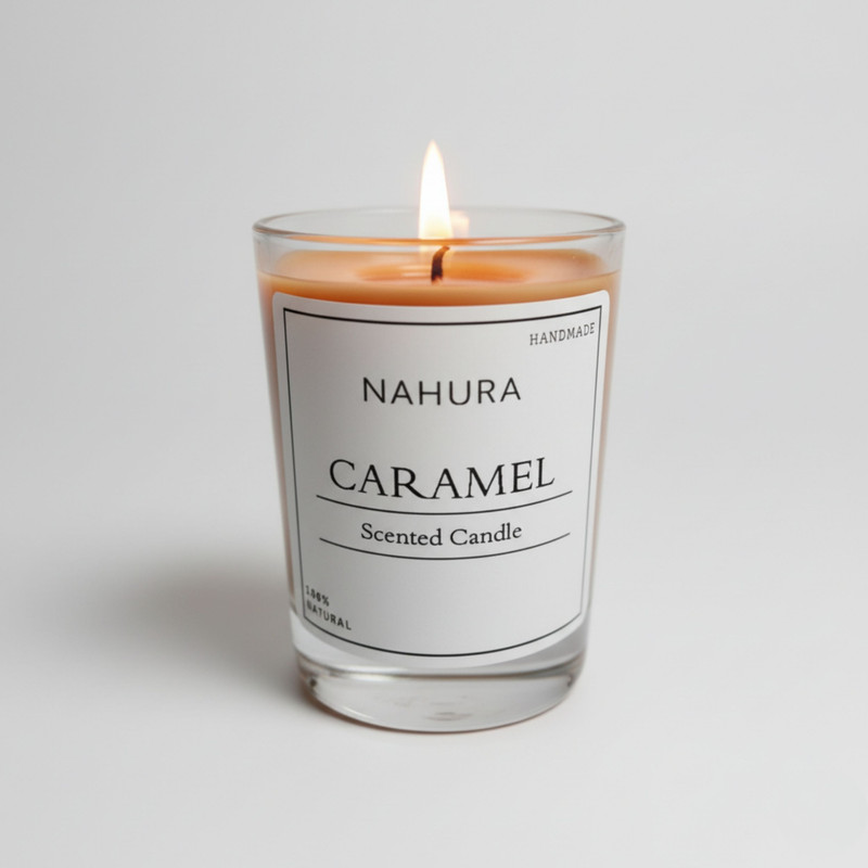 شمع لیوانی معطر مدل D009 با رایحه کارامل زمان اتمام 10 ساعت