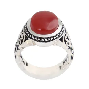 انگشتر نقره مردانه بازرگانی میلادی مدل عقیق رکاب دست ساز کد AM_2577