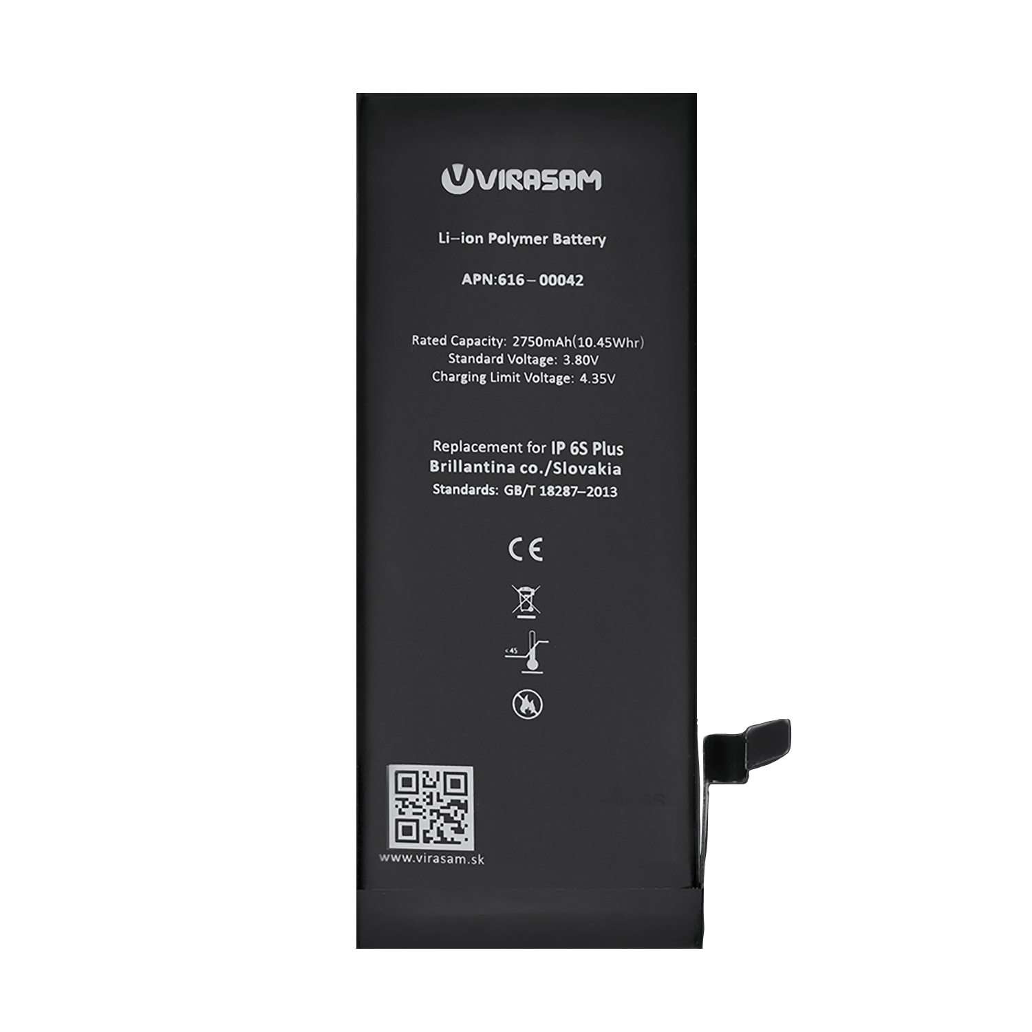 باتری موبایل ویراسام مدل iP6s Plus ظرفیت ۲۷۵۰ میلی آمپر ساعت مناسب برای گوشی موبایل اپل  iPhone 6s Plus