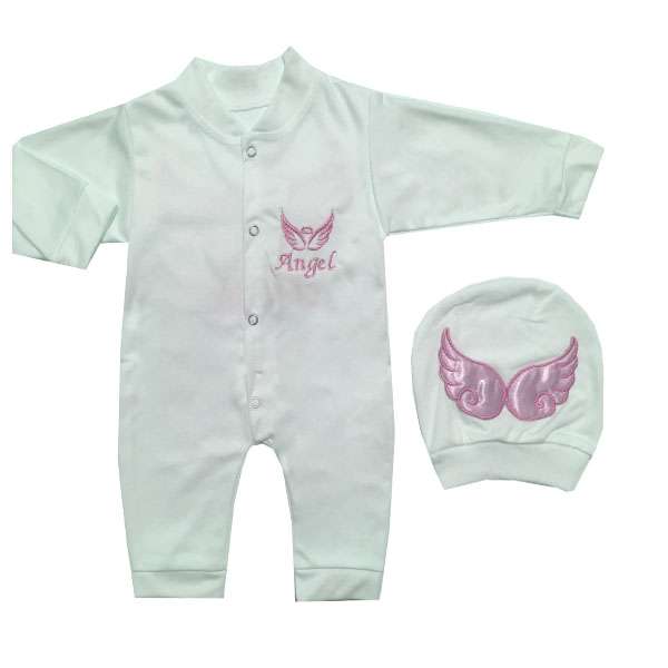 ست سرهمی و کلاه نوزادی مدل فرشته کد 602