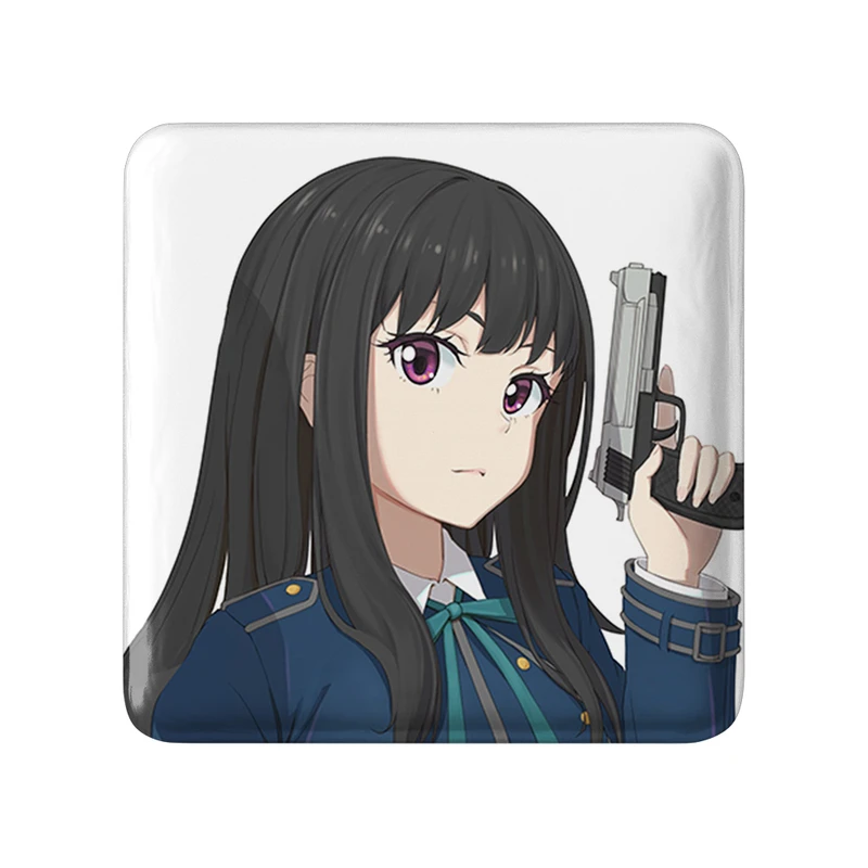 مگنت خندالو طرح تاکینا انیمه لیکوریس ریکویل Lycoris Recoil  مدل مربعی کد 23083