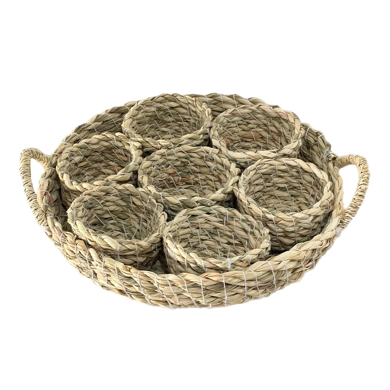 ست 8 تکه هفت سین حصیری مدل دسته دار