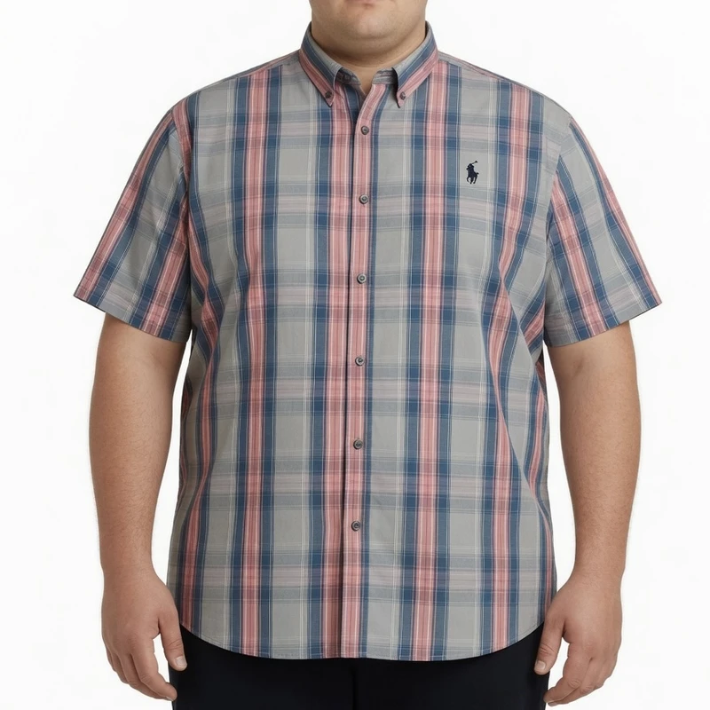 پیراهن آستین کوتاه یقه برگردان با تنخور معمولی (regular fit) مردانه مدل Bigshirt1010