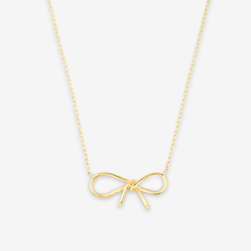 گردنبند طلا 18 عیار زنانه با زنجیر حلقه‌ای (فلامینگو) ماوی گالری مدل پاپیون ساده