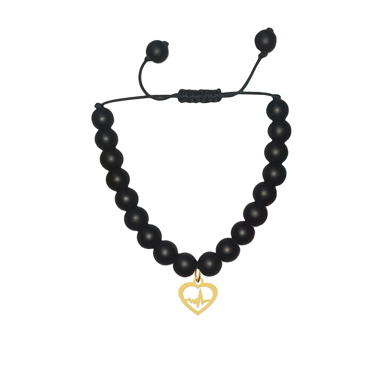 دستبند مهره ای زنانه هایکا مدل قلب و ضربان کد bd.h 38