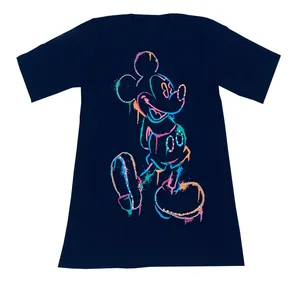 تی شرت آستین کوتاه زنانه مدل میکی موس رنگ سرمه ای