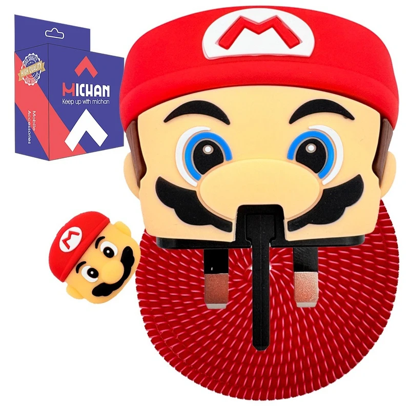محافظ کابل میچان مدل Super Mario به همراه محافظ شارژر دیواری مجموعه 3 عددی