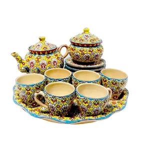 سرویس چای خوری 15 پارچه میناکاری کد p89