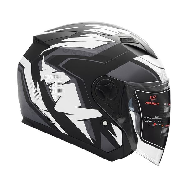 کلاه کاسکت بدون فک فلش مدل 868 matt black-white