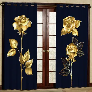 پرده مدل چاپی گل رز هازان پانچی کد 4114a سایز 140x200 سانتی متر