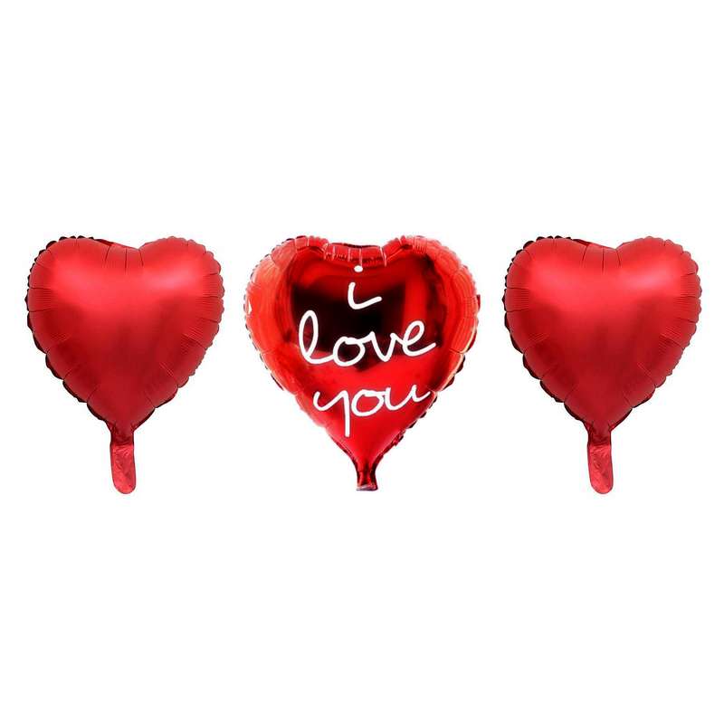 بادکنک فویلی طرح قلب مدل LOVE-chrome مجموعه سه عددی