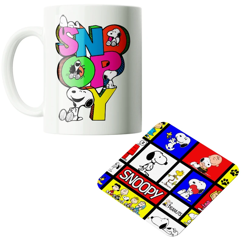 ماگ پاد آفرین مدل کارتونی اسنوپی کد PZ273 به همراه زیرلیوانی