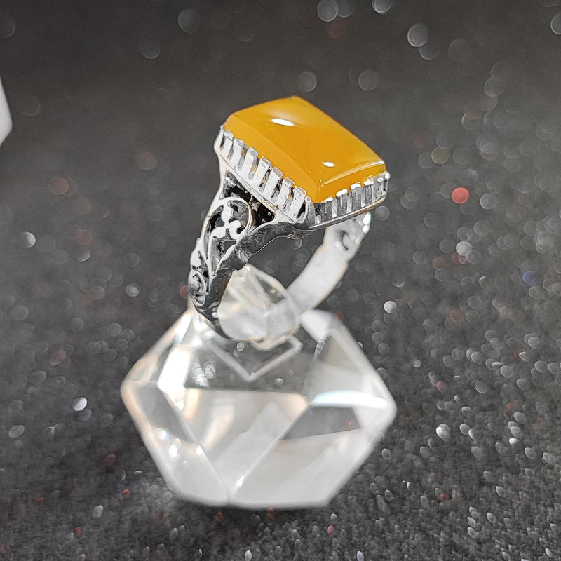 انگشتر نقره مردانه مدل عقیق شرف الشمس MSH2021