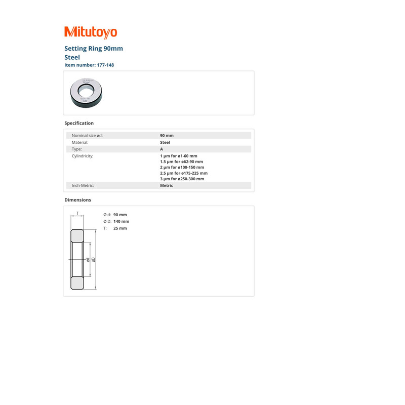 حلقه تنظيم ميتوتويو كد (891153)148-177 سايز 90 ميليمتر