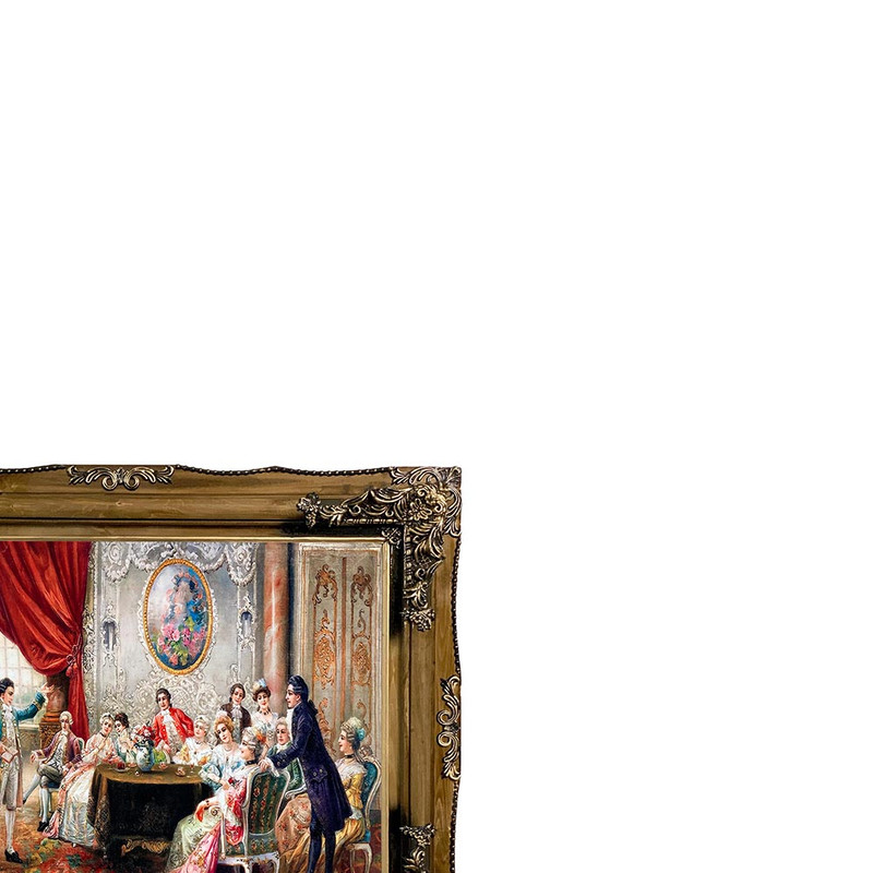 تابلو فرش ماشینی طرح دستبافت مدل مهمانی فرانسوی کد 8762