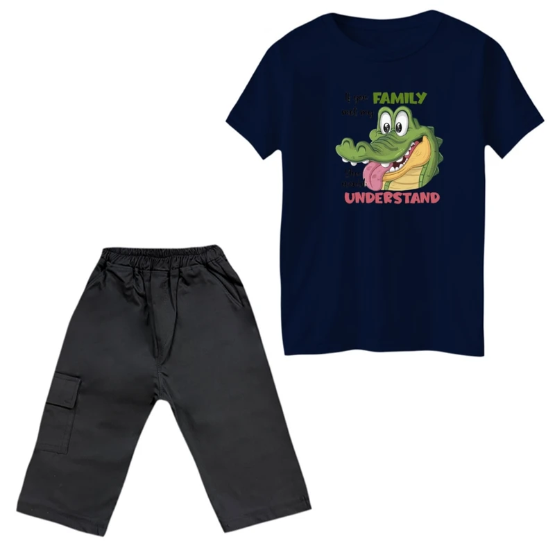 ست تی‌شرت و شلوارک پسرانه مدل تمساح