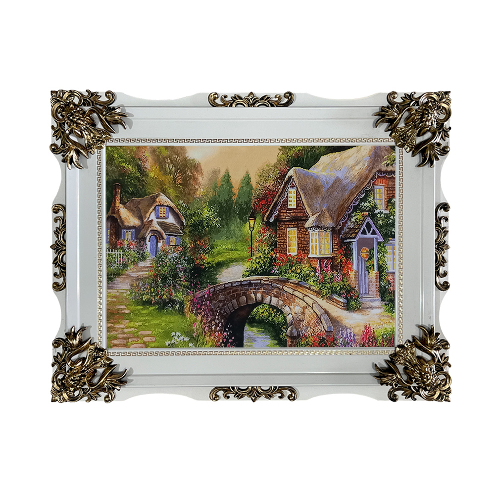 تابلو فرش ماشینی طرح دستبافت مدل کلبه ها کد 8704