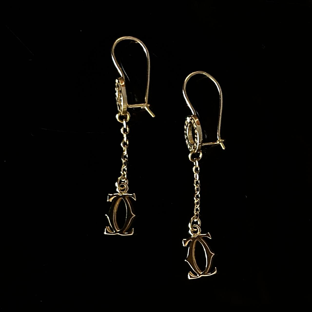 گوشواره طلا 18 عیار زنانه مدل G007 طرح زنجیر و مارپیچ