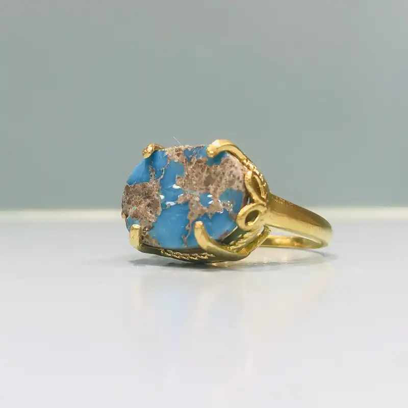 انگشتر نقره زنانه مدل چهار چنگ  اسپرت با فیروزه نیشابوری