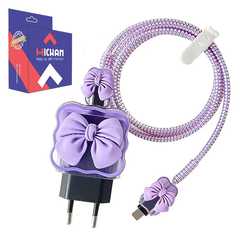 محافظ شارژر میچان طرح پاپیونی مجموعه 4 عددی