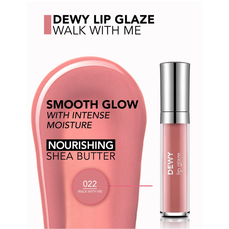 لیپ گلاس براق فلورمار مدل Dewy Glaze شماره 22 رنگ صورتی رز