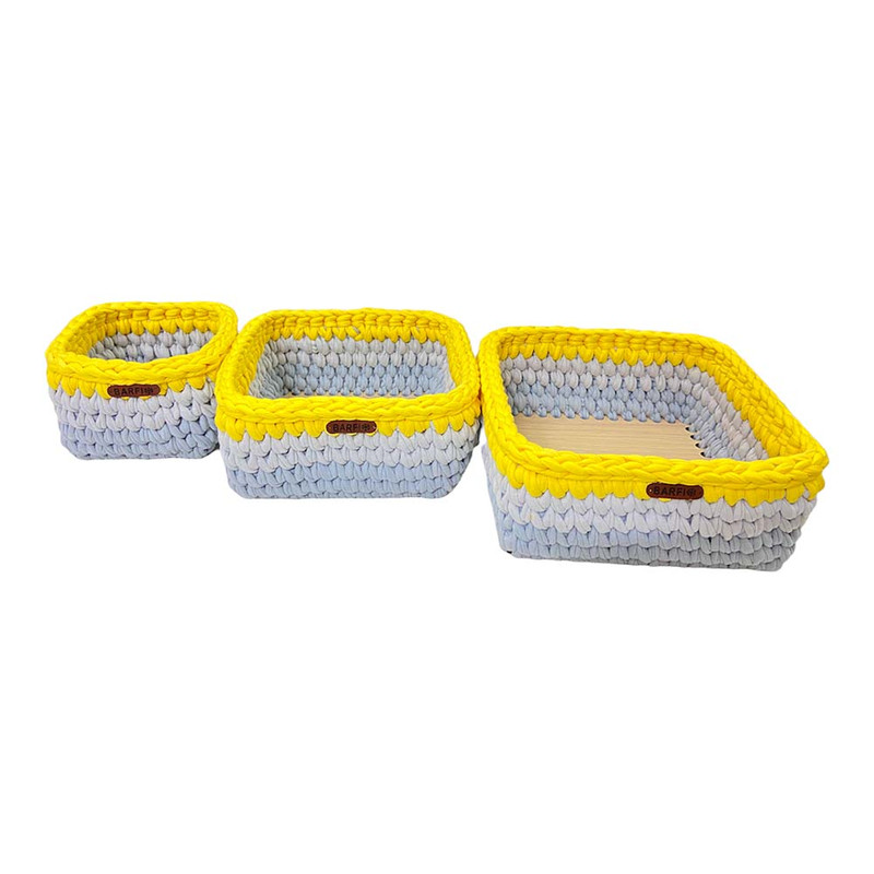 ست سبد وسایل کودک مدل سیسمونی کد Kids Storage Basket-08 مجموعه 3 عددی