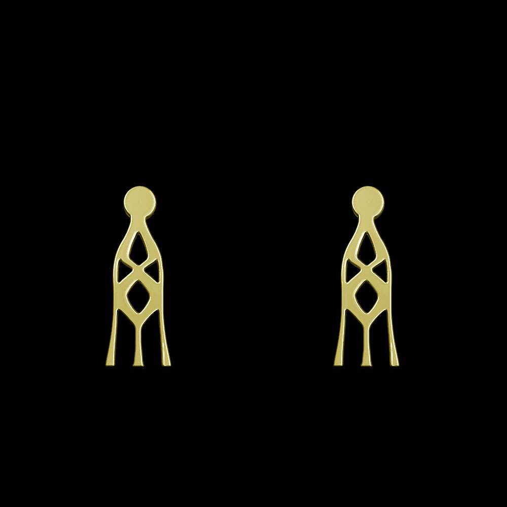 گوشواره طلا 18 عیار زنانه مدوپد مدل هندسی کد GA1-10242