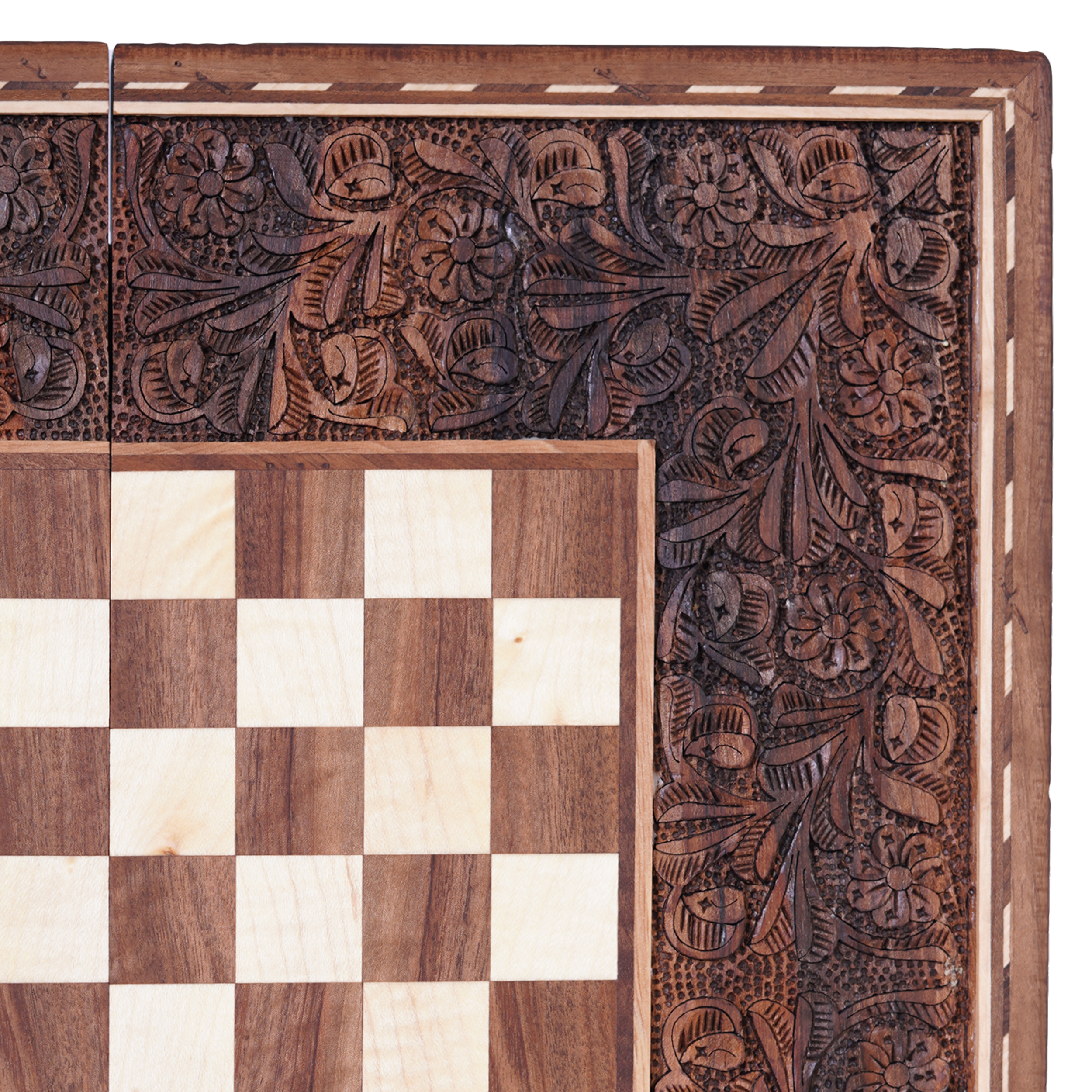 Handmade decorative wood carving chess board, lotus flower model, code 103