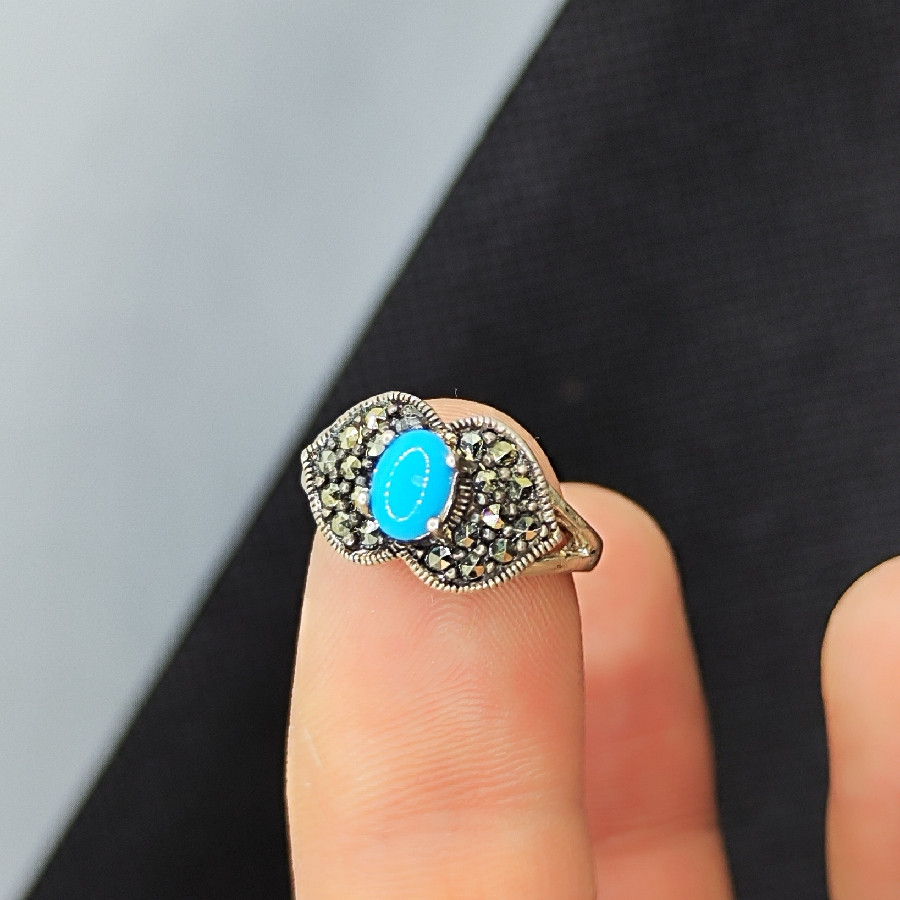 انگشتر نقره زنانه فیروزه نیشابور کد 27 انگشتر نقره زنانه فیروزه نیشابور کد 27