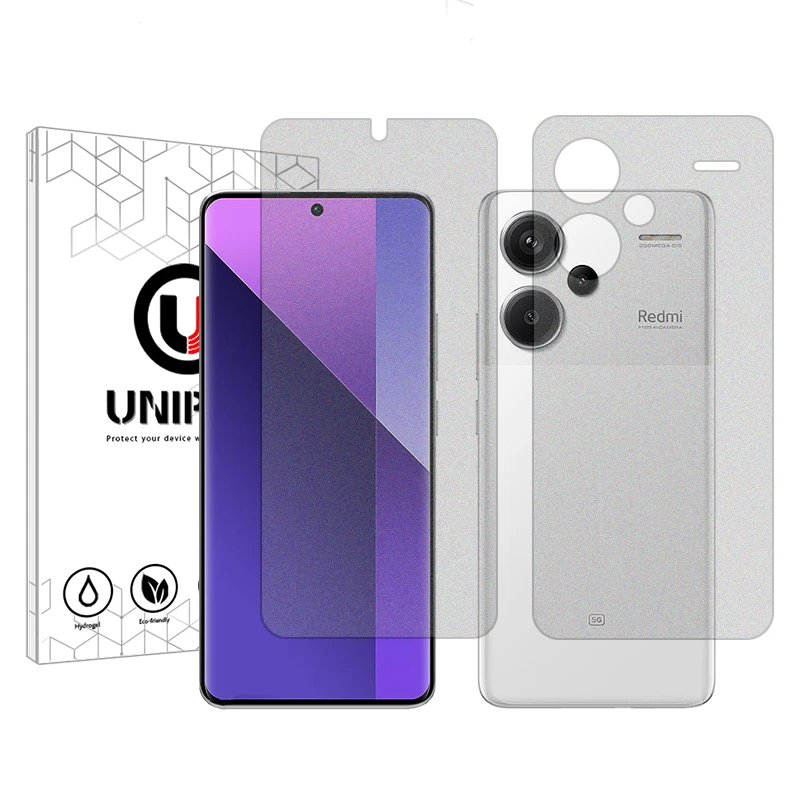 محافظ صفحه نمایش مات یونی پرو مدل Explosion Proof  مناسب برای گوشی موبایل شیائومی Redmi Note 13 Pro Plus به همراه محافظ پشت گوشی