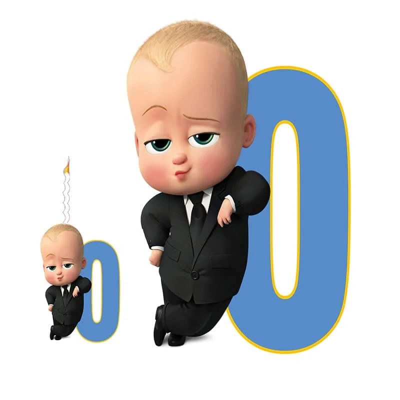   استند رومیزی تولد مدل عدد 0 طرح بچه رئیس به همراه شمع مجموعه دوعددی