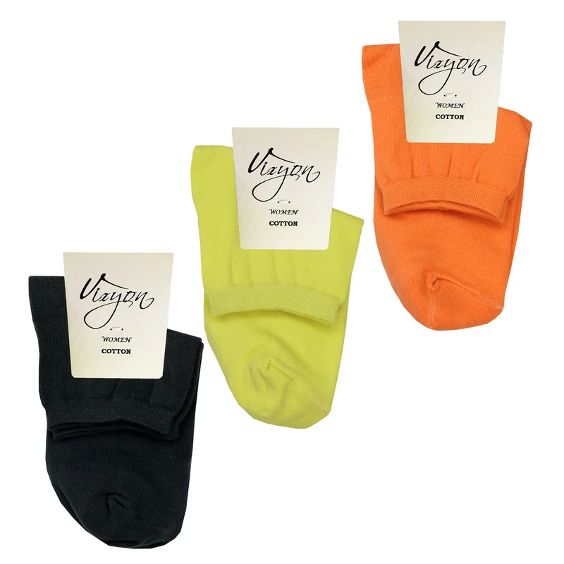 جوراب ساق کوتاه زنانه مدل ترک ویزیون کد VFS202.3Z6 بسته 3 عددی