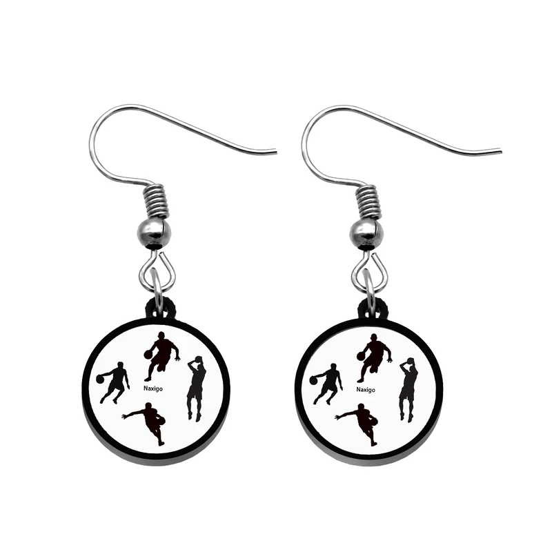 گوشواره زنانه ناکسیگو مدل شب تاب طرح بسکتبال کد ES7309 مجموعه 2 عددی