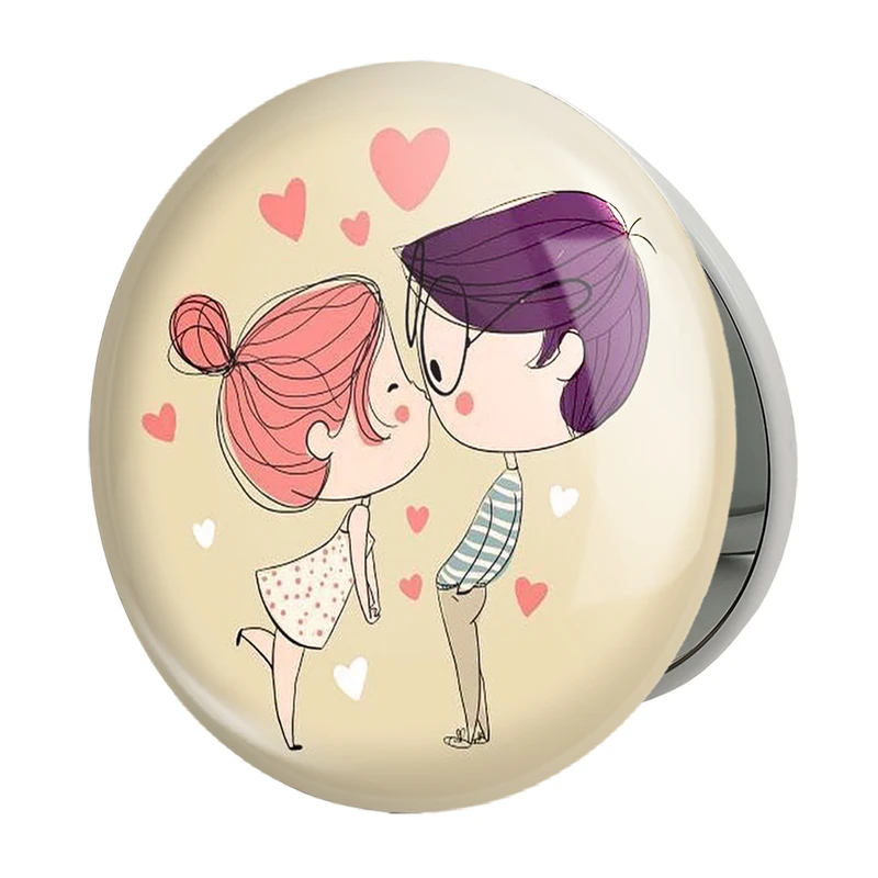 آینه جیبی خندالو طرح عاشقانه مدل تاشو کد 1888 