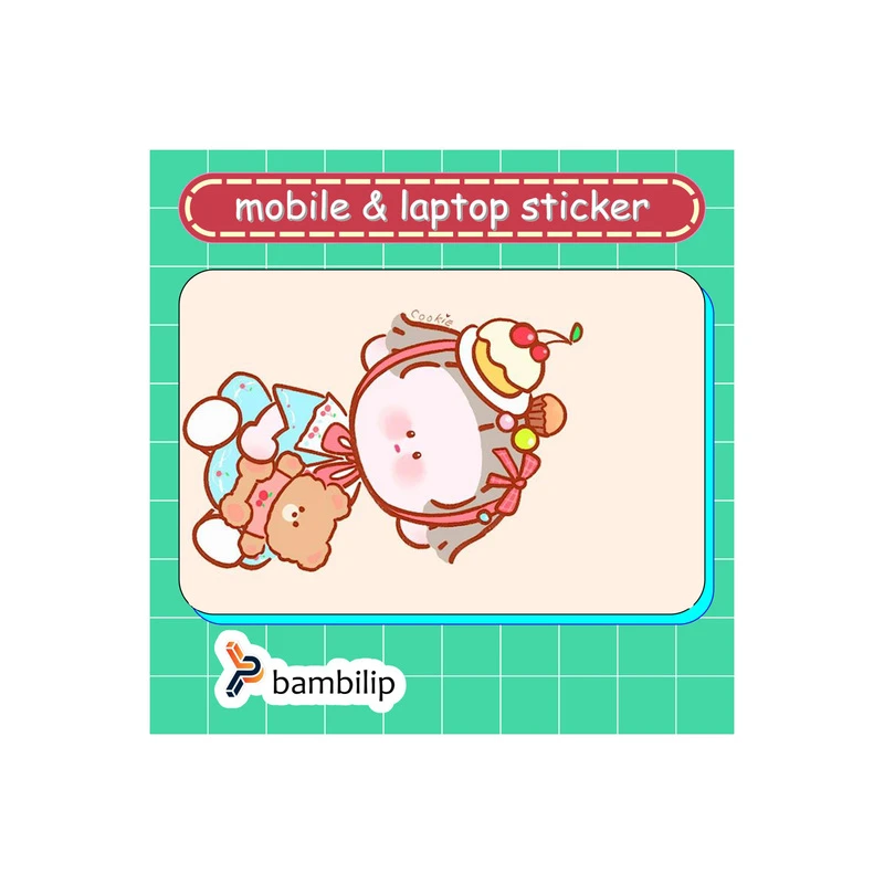 استیکر بامبیلیپ مدل کارت عابر طرح دختر کیکی و  خرسش کد 6330724