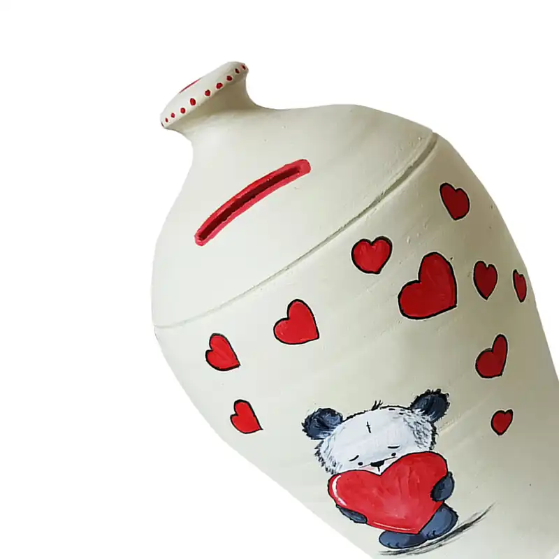 قلک سفالی مدل خرس قلبی  RO-03