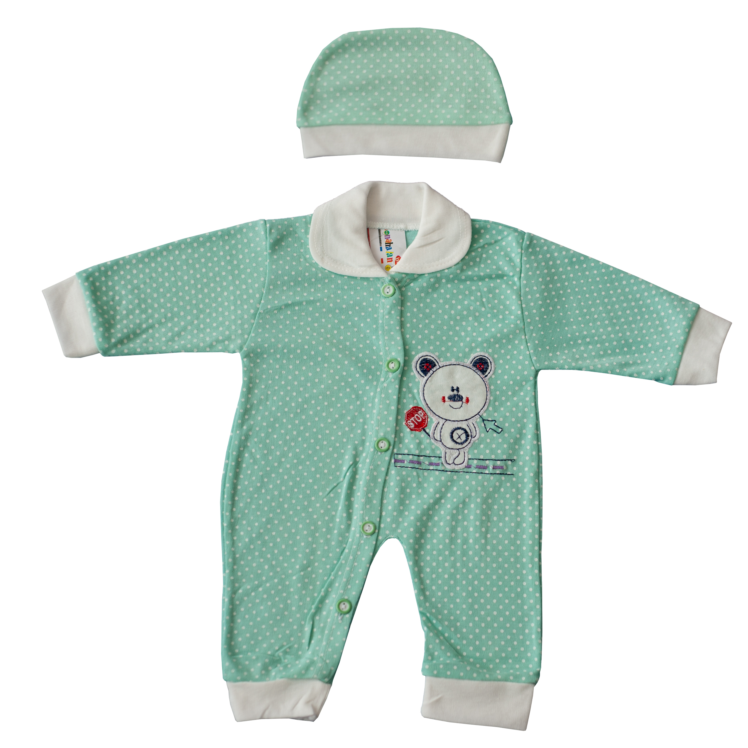 ست سرهمی و کلاه نوزادی مدل EE39