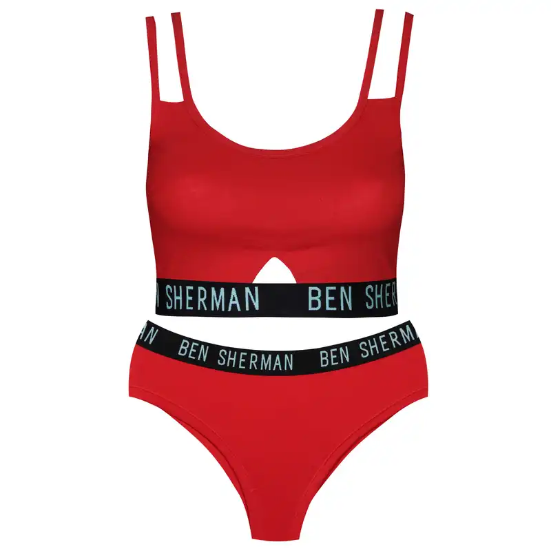 ست نیم تنه و شورت ورزشی زنانه کوزا مدل 9142-6 رنگ قرمز