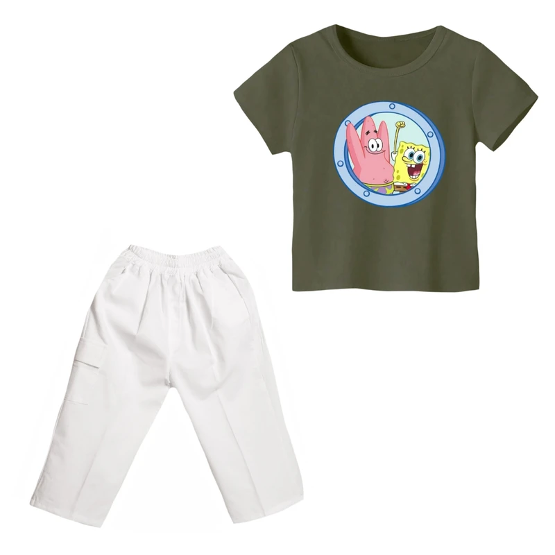 ست تی شرت و شلوارک پسرانه مدل باب اسفنجی کد ۱۱