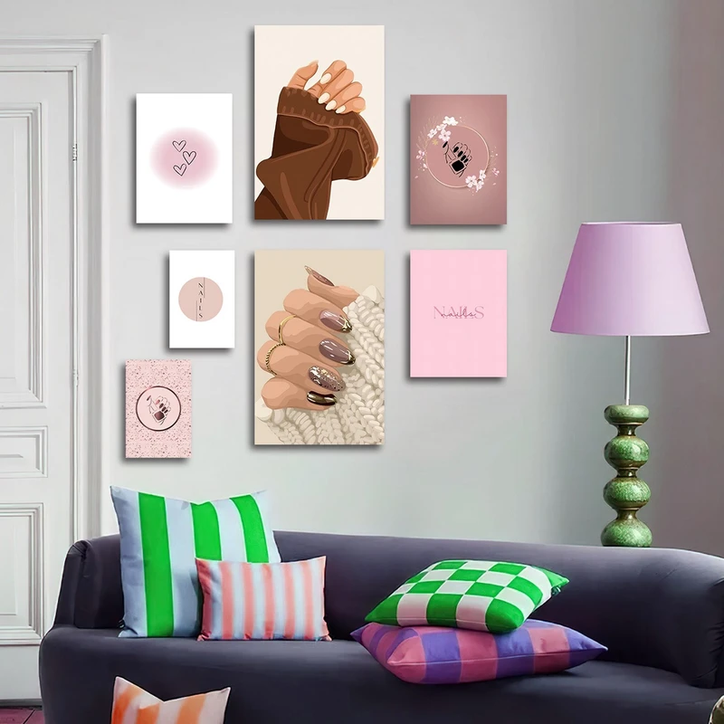 تابلو شاسی بکلیت طرح کاشت ناخن و زیبایی مدل SH-3078 مجموعه 7 عددی