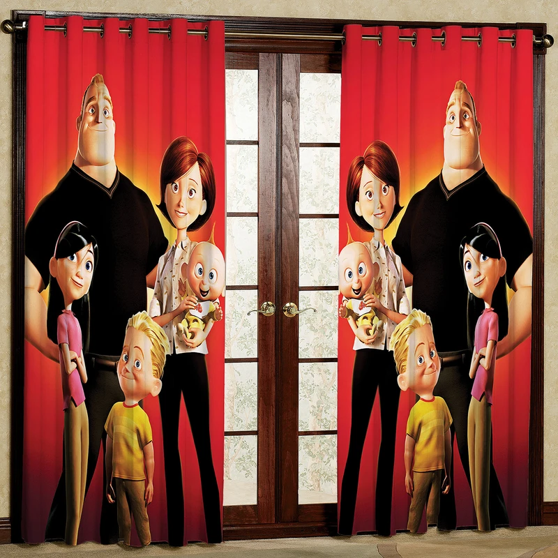 پرده مدل کارتونی مخمل پانچی کد 1270 سایز 140x280 سانتی متر