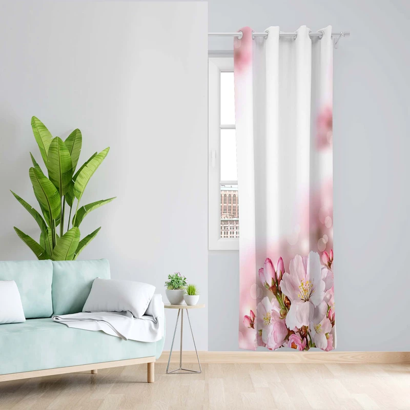 پرده طرح گل بهاری مدل مخمل پانچی کد 5189R z سایز 140x200 سانتی متر