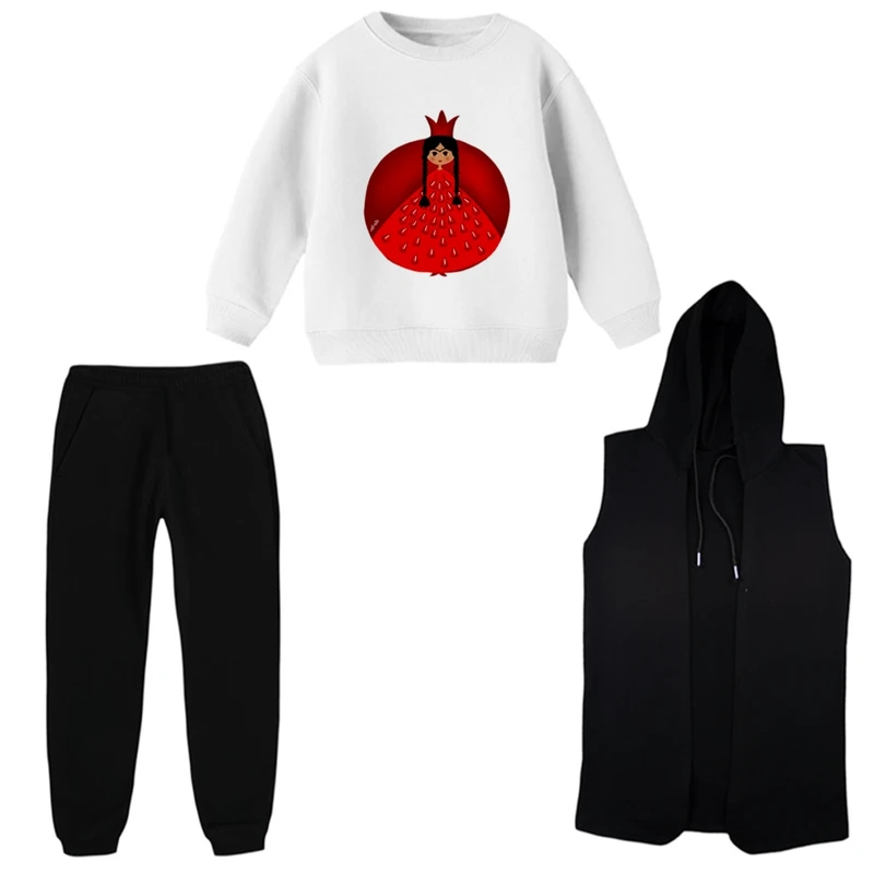 ست 3 تکه لباس راحتی بچگانه مدل یلدایی کد 07    